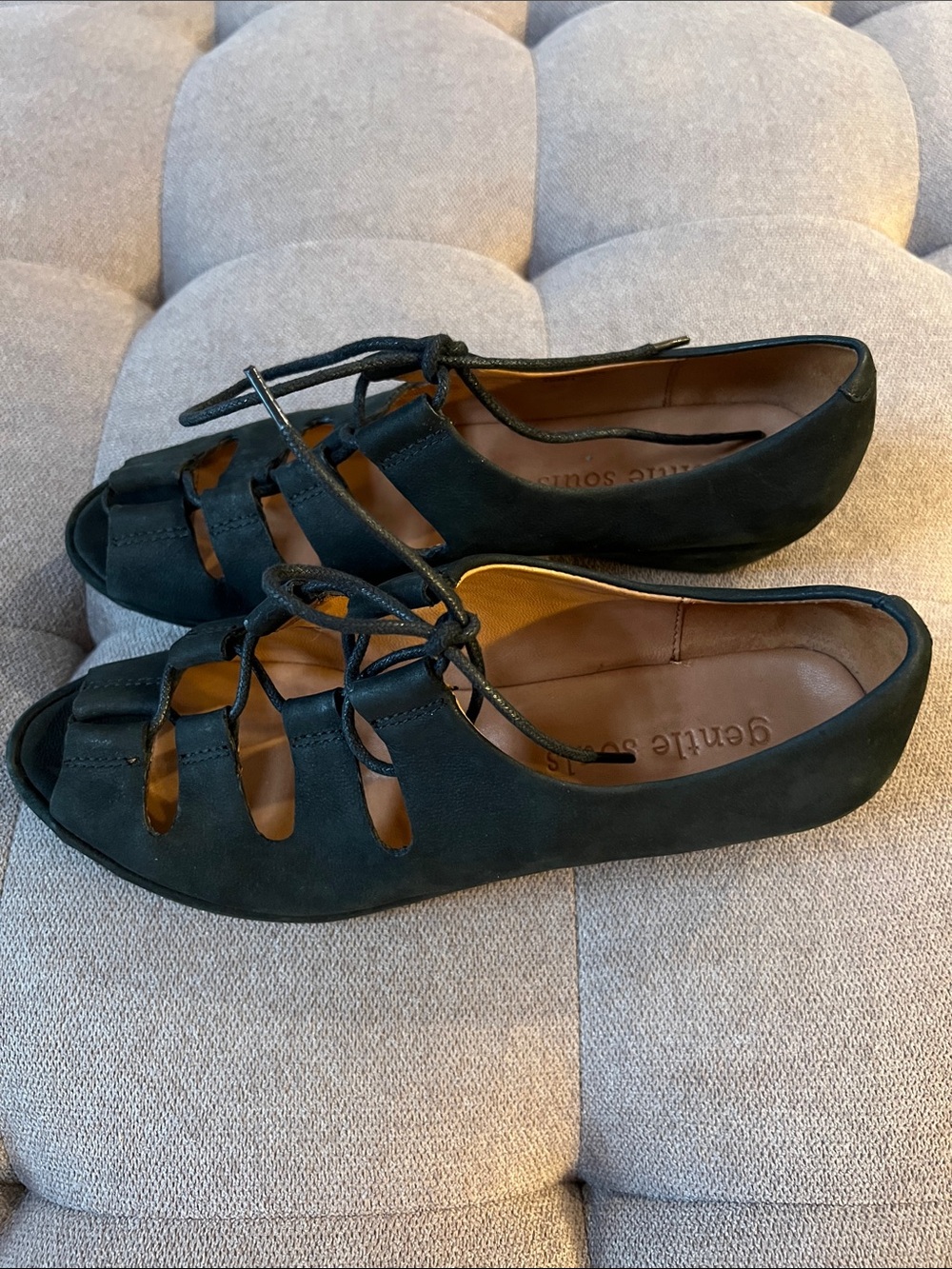 Gentle Souls Women's Vally Lily Leather Suede Lace-Up Sandals Size 8M - Picture 2 of 6